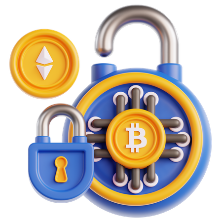 Bitcoin Lock  3D Icon