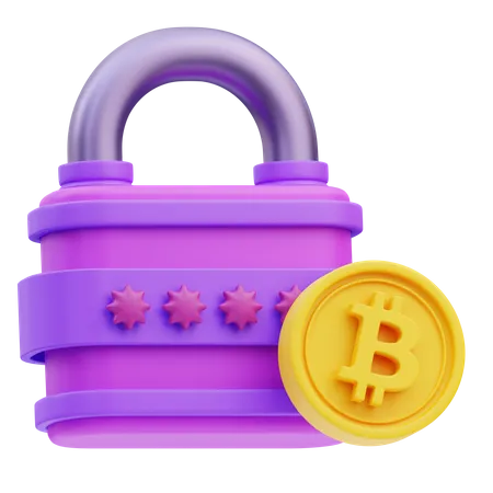 Bitcoin Lock  3D Icon