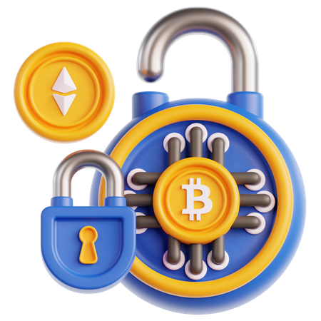Bitcoin Lock  3D Icon