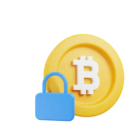 Bitcoin Lock  3D Illustration