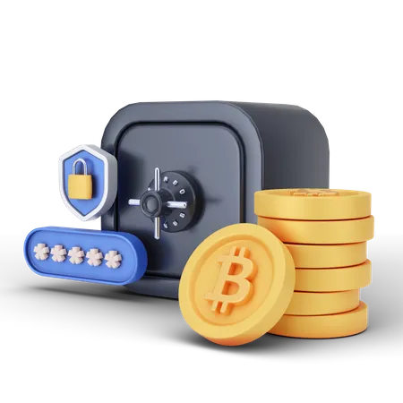 Bitcoin Locker  3D Illustration