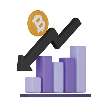 Bitcoin Coins Falling Arrows Represents Decline In Cryptocurrency Market Value And Potential Investment Losses Presentations Website Related Cryptocurrency Finance 3 D Render Illustration 3D Icon
