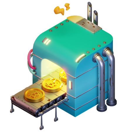 Bitcoin machine 3D Illustration