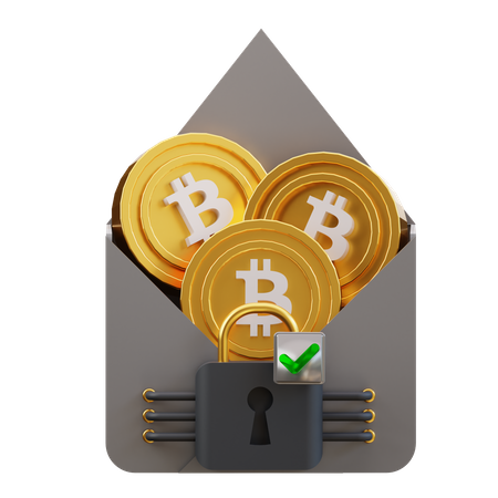 Bitcoin Mail Security  3D Icon