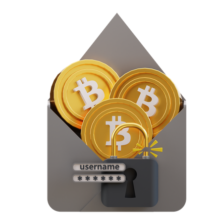 Bitcoin Mail Security  3D Icon