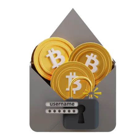 Bitcoin Mail Security  3D Icon