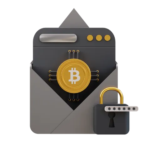 Bitcoin Mail Security  3D Icon