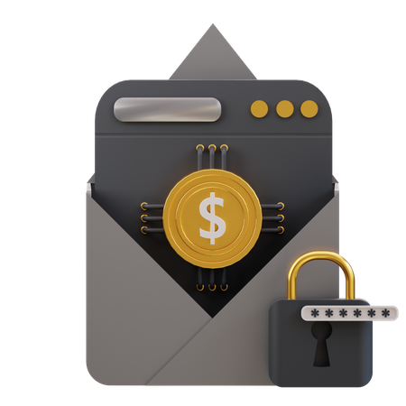 Bitcoin Mail Security  3D Icon