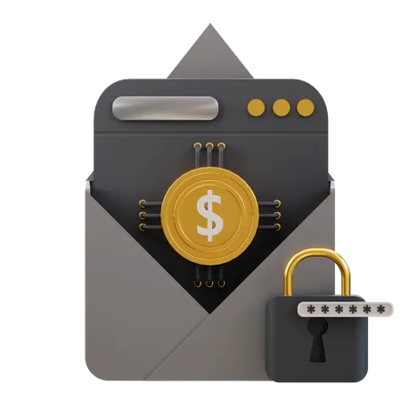 3 D Currency Security Email Icon 3D Icon