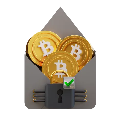 Segurança de correio bitcoin  3D Icon