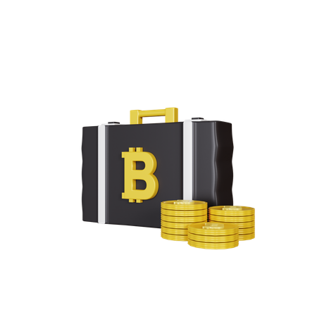 Mallette bitcoin  3D Illustration