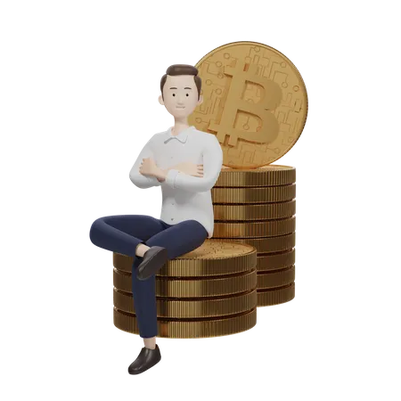 Bitcoin Manager  3D Illustration