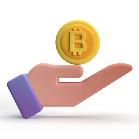 Mão bitcoin  3D Icon