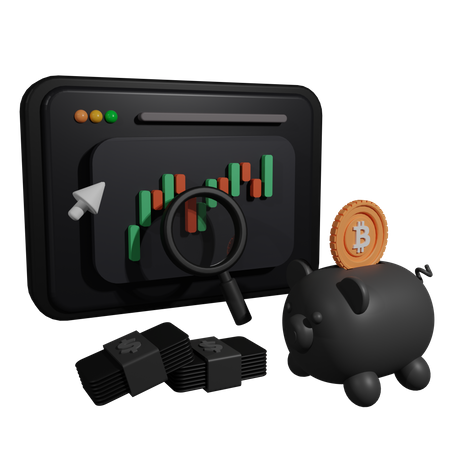 Bitcoin Market Analysis  3D Illustration