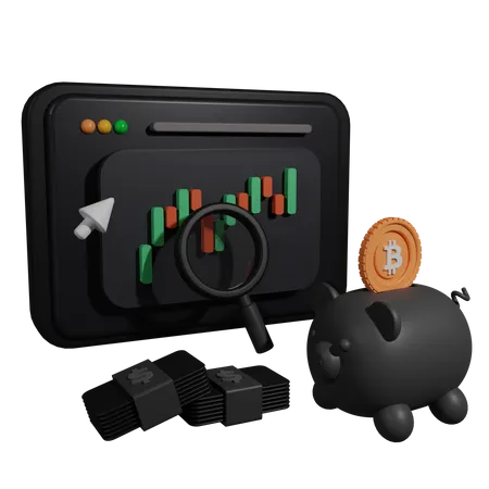 Bitcoin Market Analysis  3D Illustration