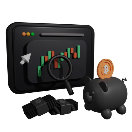 Bitcoin Market Analysis 3D Illustration