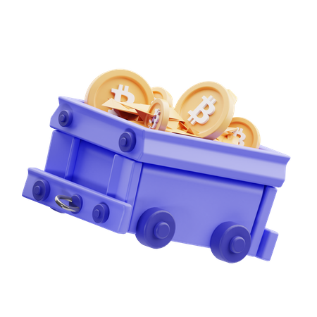 Bitcoin Mine Cart  3D Illustration