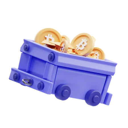 Bitcoin Mine Cart  3D Illustration