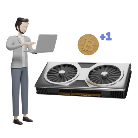 Bitcoin Miner 3D Illustration