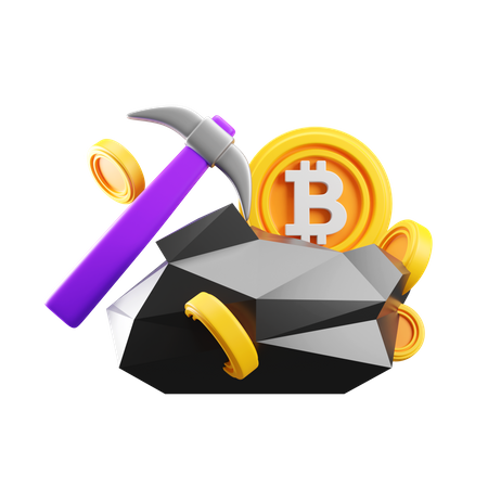 Roca minera bitcoin  3D Icon