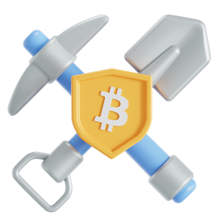 Minería de Bitcoin segura  3D Icon