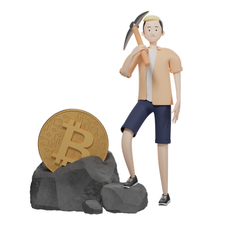 Mineur de bitcoins  3D Illustration