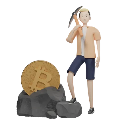 Mineur de bitcoins  3D Illustration