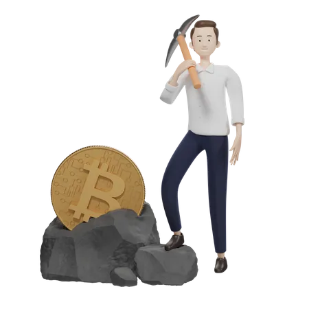 Mineur de bitcoins  3D Illustration