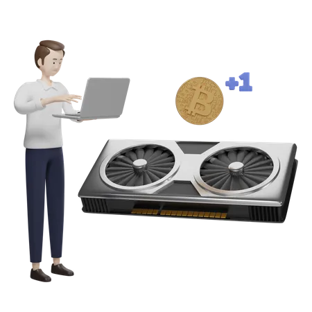 Mineur de bitcoins  3D Illustration