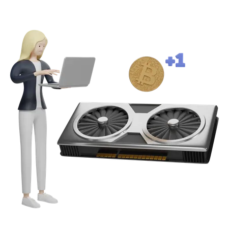 Mineur de bitcoins  3D Illustration