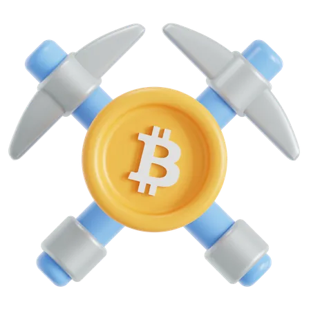 Bitcoin Mining Pickaxe 3D Icon