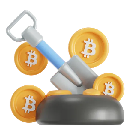 Bitcoin Mining Shovel 3D Icon