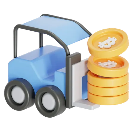 Bitcoin Mining Taken On Forklift 3D Icon