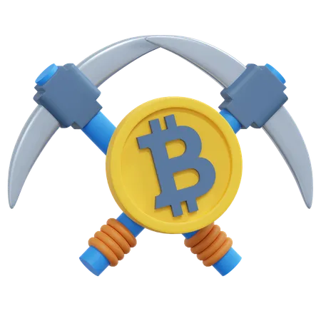 Bitcoin Axe Mining Tool 3 D Crypto Icon Illustration 3D Icon