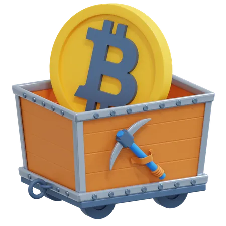 Bitcoin Mining Cart 3 D Crypto Icon Illustration 3D Icon
