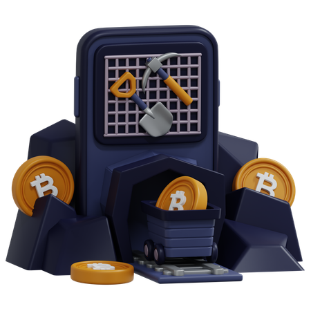 Bitcoin mining  3D Icon