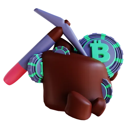 Bitcoin mining  3D Illustration