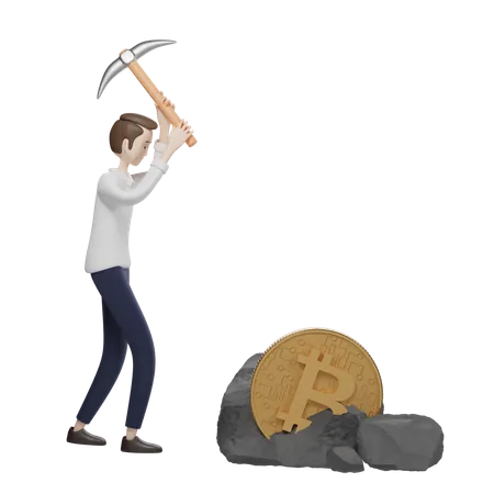 Bitcoin Mining  3D Illustration