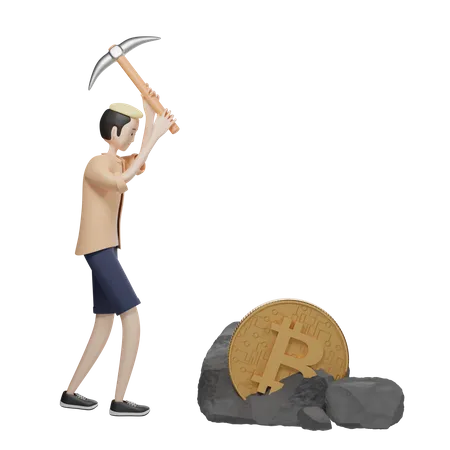 Bitcoin Mining  3D Illustration