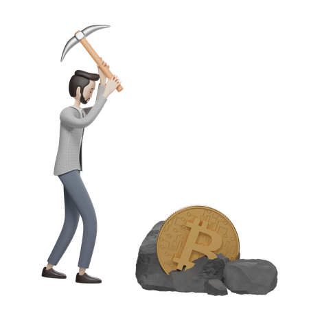 Bitcoin Mining  3D Illustration