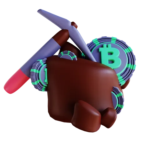 Bitcoin mining 3D Illustration