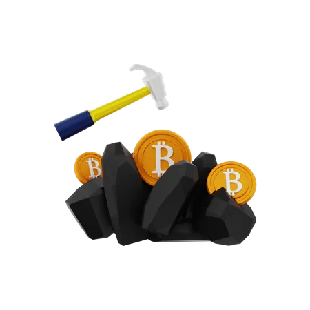 Bitcoin mining 3D Illustration