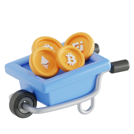 Bitcoin mining cart  3D Icon
