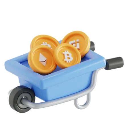 Bitcoin mining cart  3D Icon
