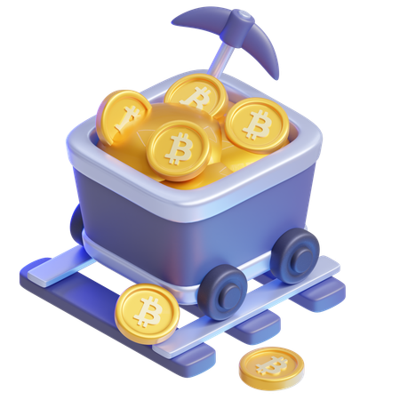 Bitcoin Mining Cart  3D Icon