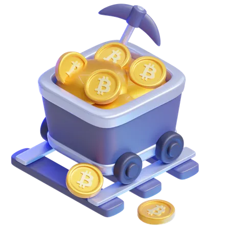 Bitcoin Mining Cart  3D Icon