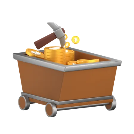 Bitcoin Mining Cart  3D Icon