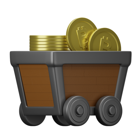 Bitcoin Mining Cart  3D Illustration