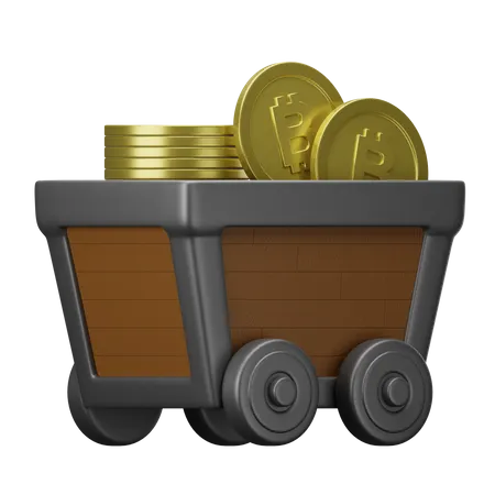 Bitcoin Mining Cart  3D Illustration