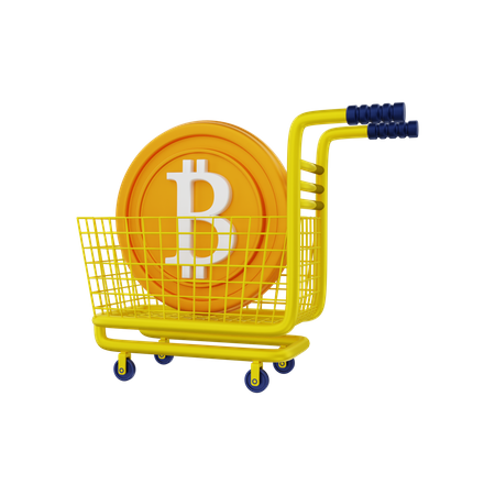 Bitcoin mining cart  3D Illustration